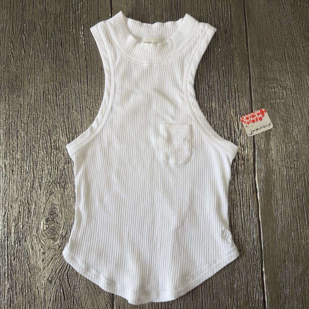 FREE PEOPLE MOVEMENT Wishful Ribbed Pocket Tank White Size Small - Picture 3 of 9